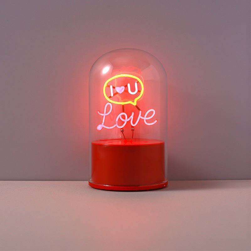 Glass Dome lamp Rotating lamp I Love U