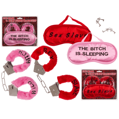 Set Plush Hand Cuffs & Eyemask, Sexy + 18