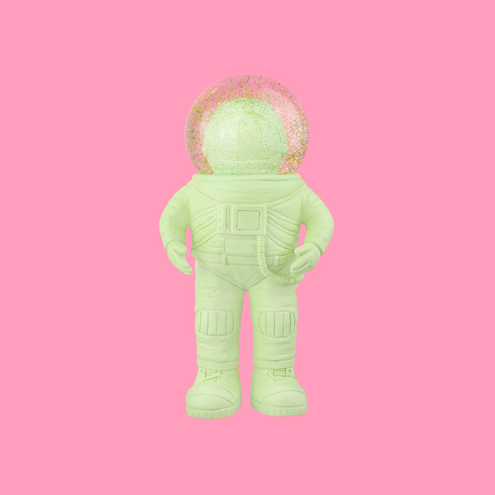 Snow globe Astronaut Medium green
