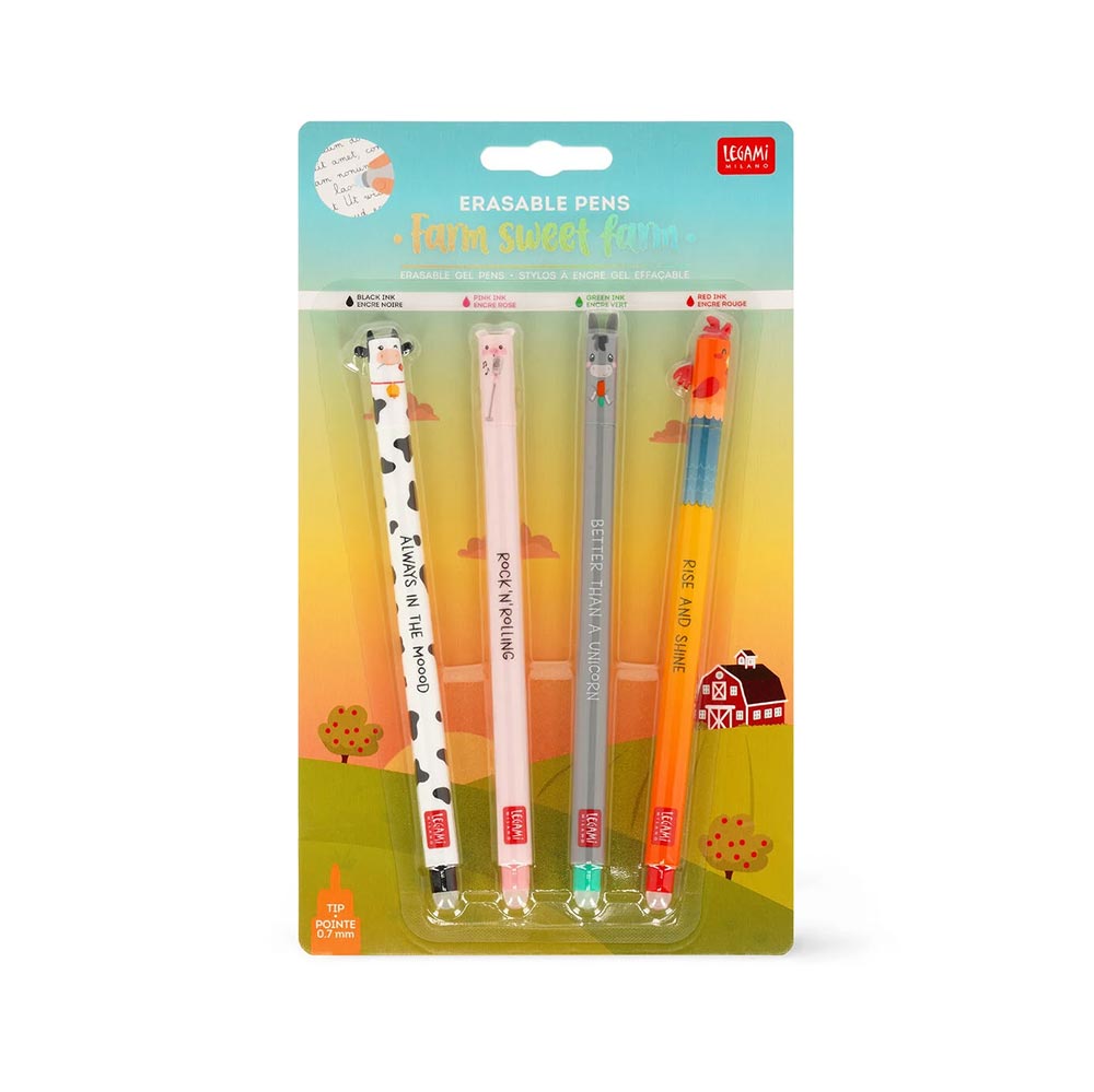 Stilolapsa me gobe set 4 cope "Farm Sweet Farm"