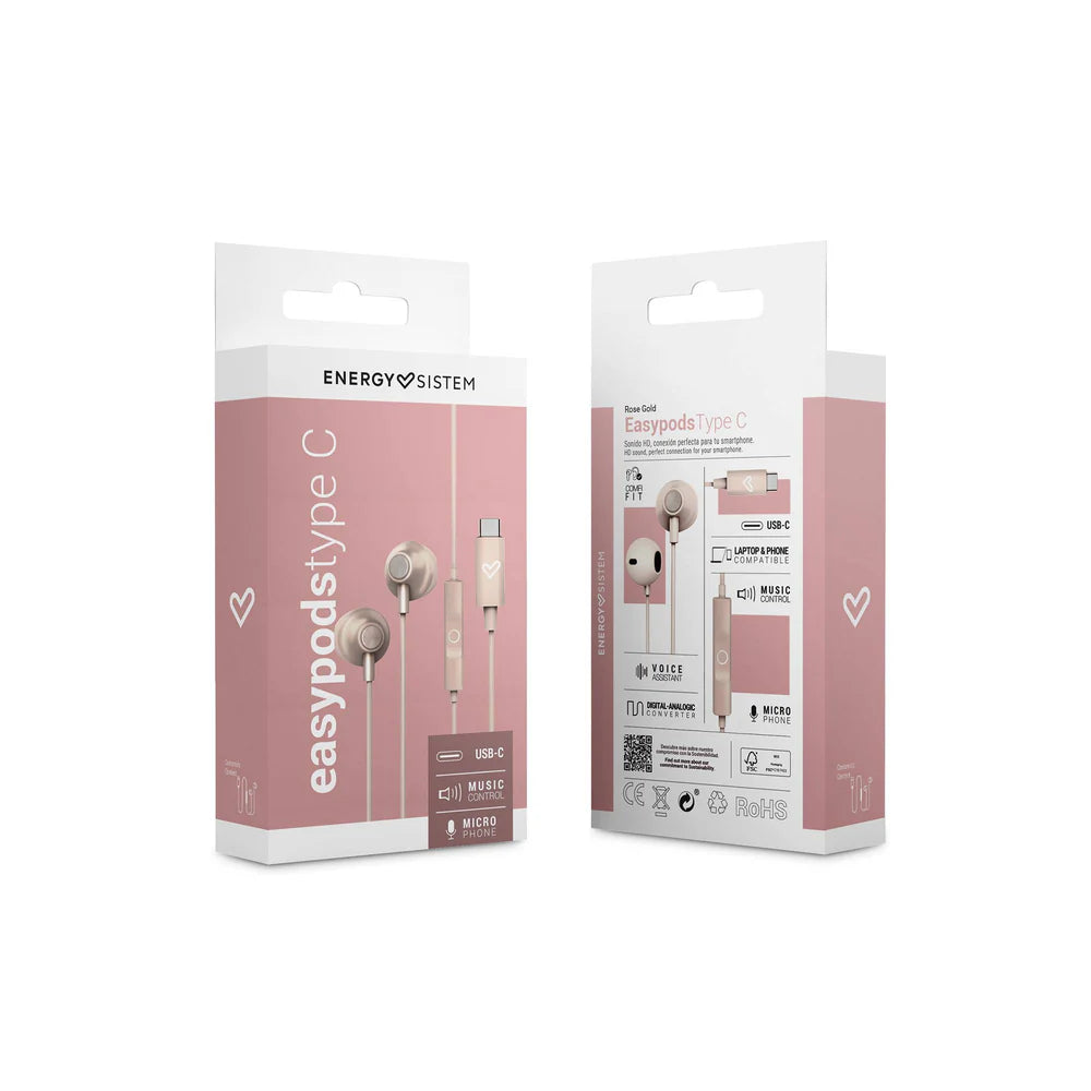Rose Gold EasyPods Type C Earphones